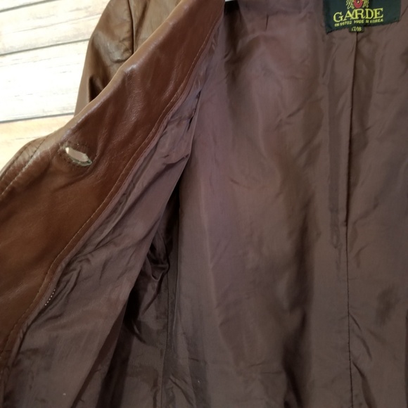 Vintage Avant Garde Brown Leather Coat Jacket Sz L - Picture 5 of 8